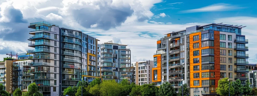 a vibrant urban skyline of cardiff showcases modern residential developments against the backdrop of a bustling city centre, illustrating the allure of diverse new build areas and their proximity to amenities and transport links.
