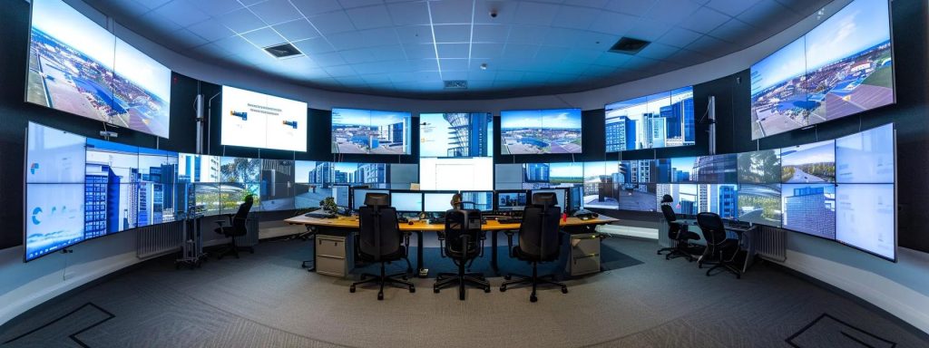 a modern architectural office in cardiff, showcasing a collaborative workspace where architects utilise advanced vr technology to present innovative design proposals to engaged clients, highlighted by sleek furniture and digital screens displaying captivating visuals of sustainable building concepts.