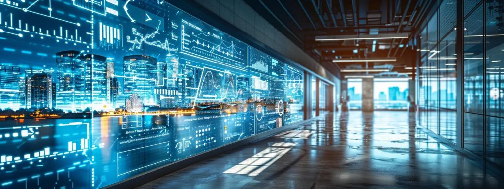 a sleek, modern office setting showcases a large digital display with a vividly illustrated timeline, contrasting the rapid progress of design and build methods against the slower, sequential phases of traditional construction, emphasising the urgency of project completion.