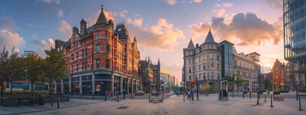 a stunning urban landscape of cardiff showcases a striking contrast between meticulously restored victorian buildings and sleek, modern architecture, symbolising centuries of architectural evolution against a vibrant city backdrop.