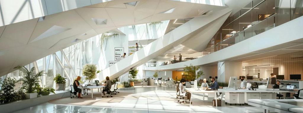 a sleek, modern office in cardiff features a group of confident architects and technologists engaged in a dynamic discussion, surrounded by architectural plans and professional accolades, highlighting the importance of qualifications and memberships in shaping their expertise.