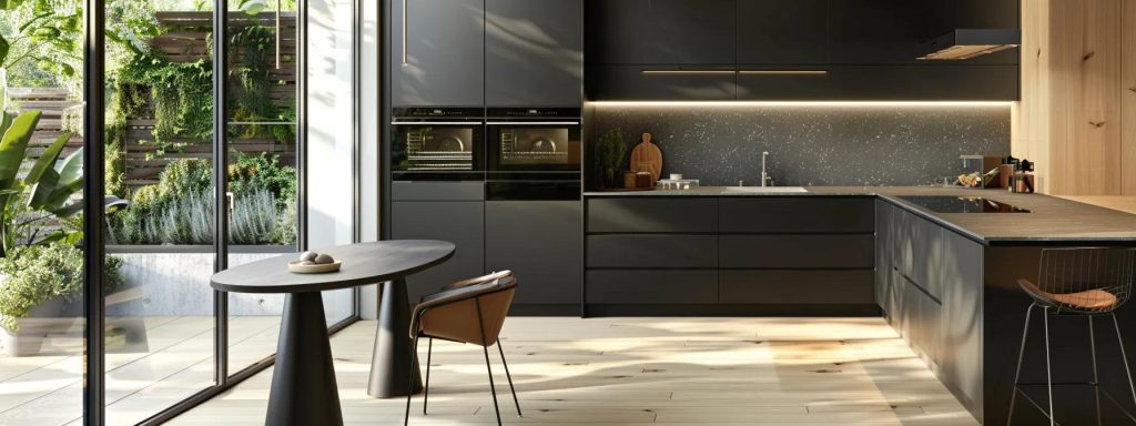 a modern, stylish cardiff kitchen showcases sleek fixtures, energy-efficient appliances, and an open-plan layout adorned with contemporary decor, highlighting the transformative power of home renovations.