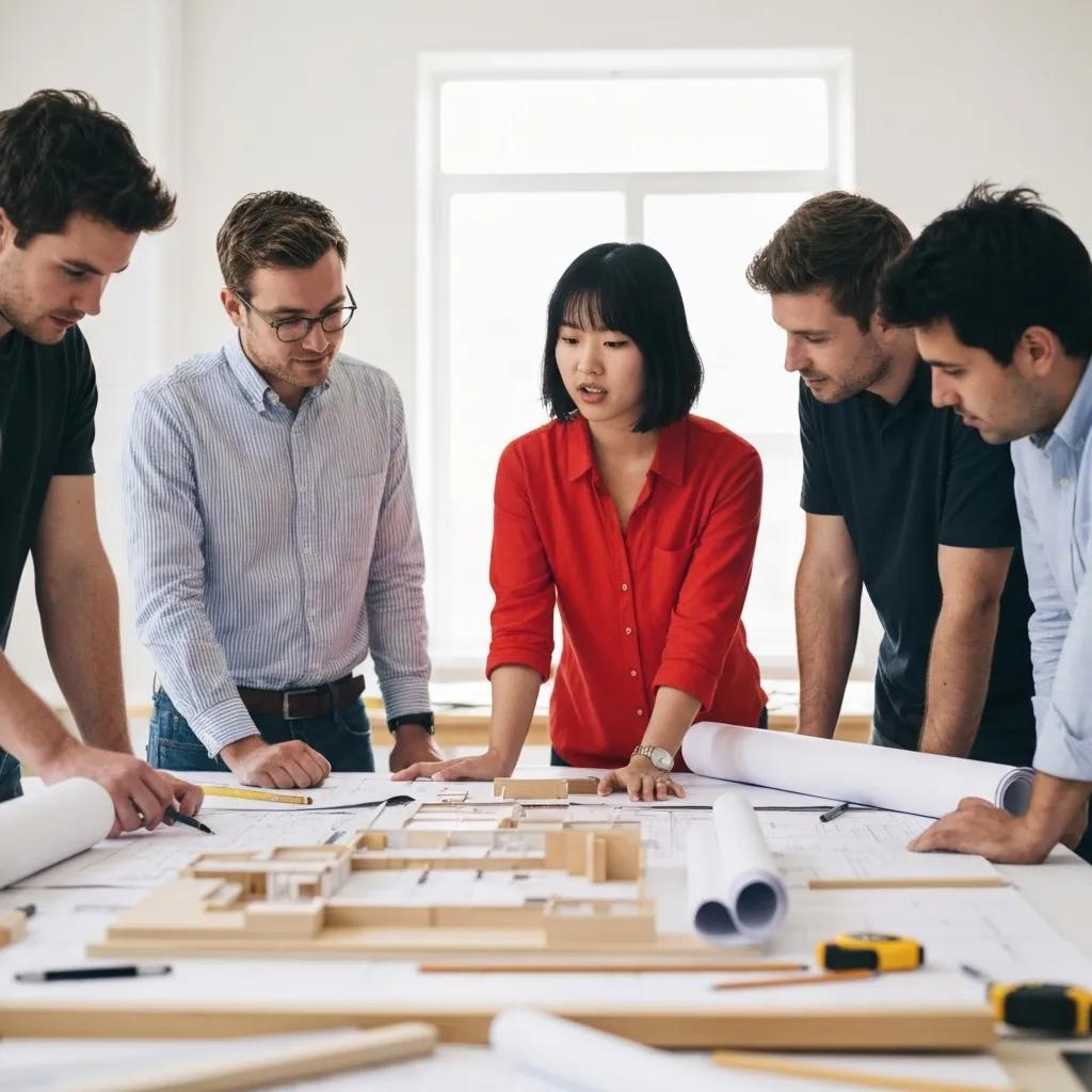 A team collaborating effectively using augmented reality on a construction site