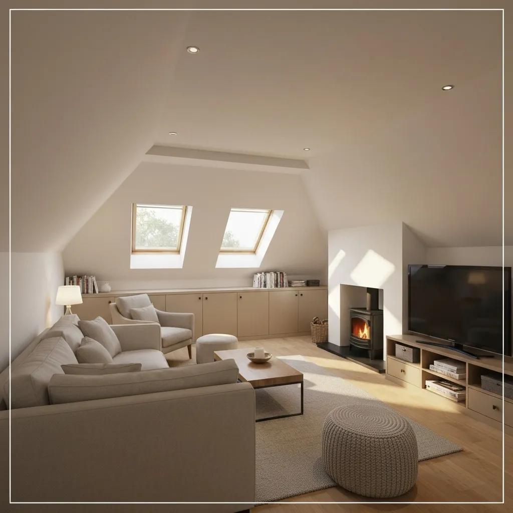A welcoming living room showcasing a successful loft conversion completed under permitted development rights.
