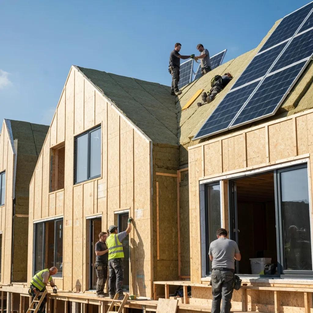 New sustainable housing in Cardiff with Passivhaus features and construction activity